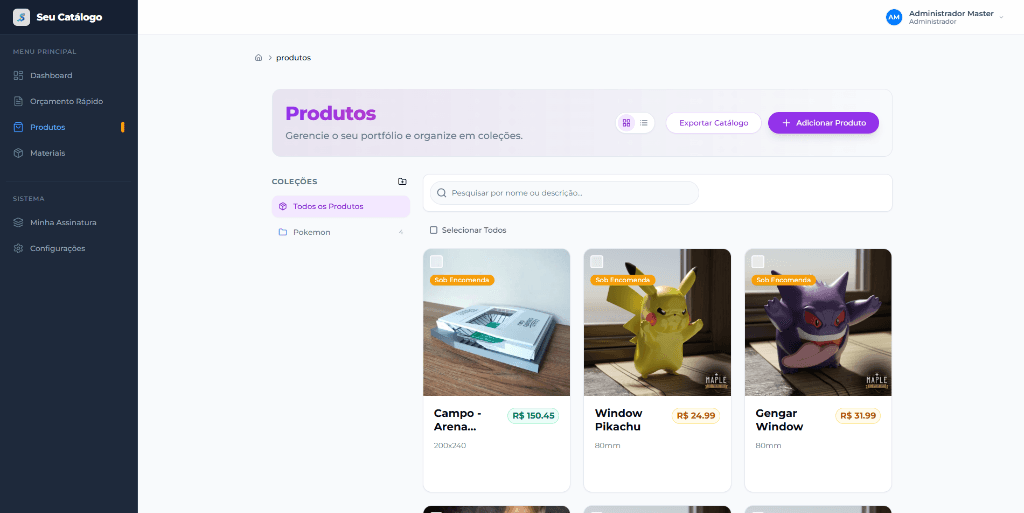 Produtos no SeuCatálogo3D
